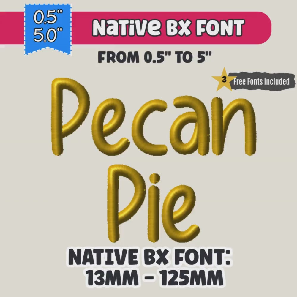 BX Embroidery Font, Pecan Pie Native Embrilliance BX 0.5-5in AlphaXL