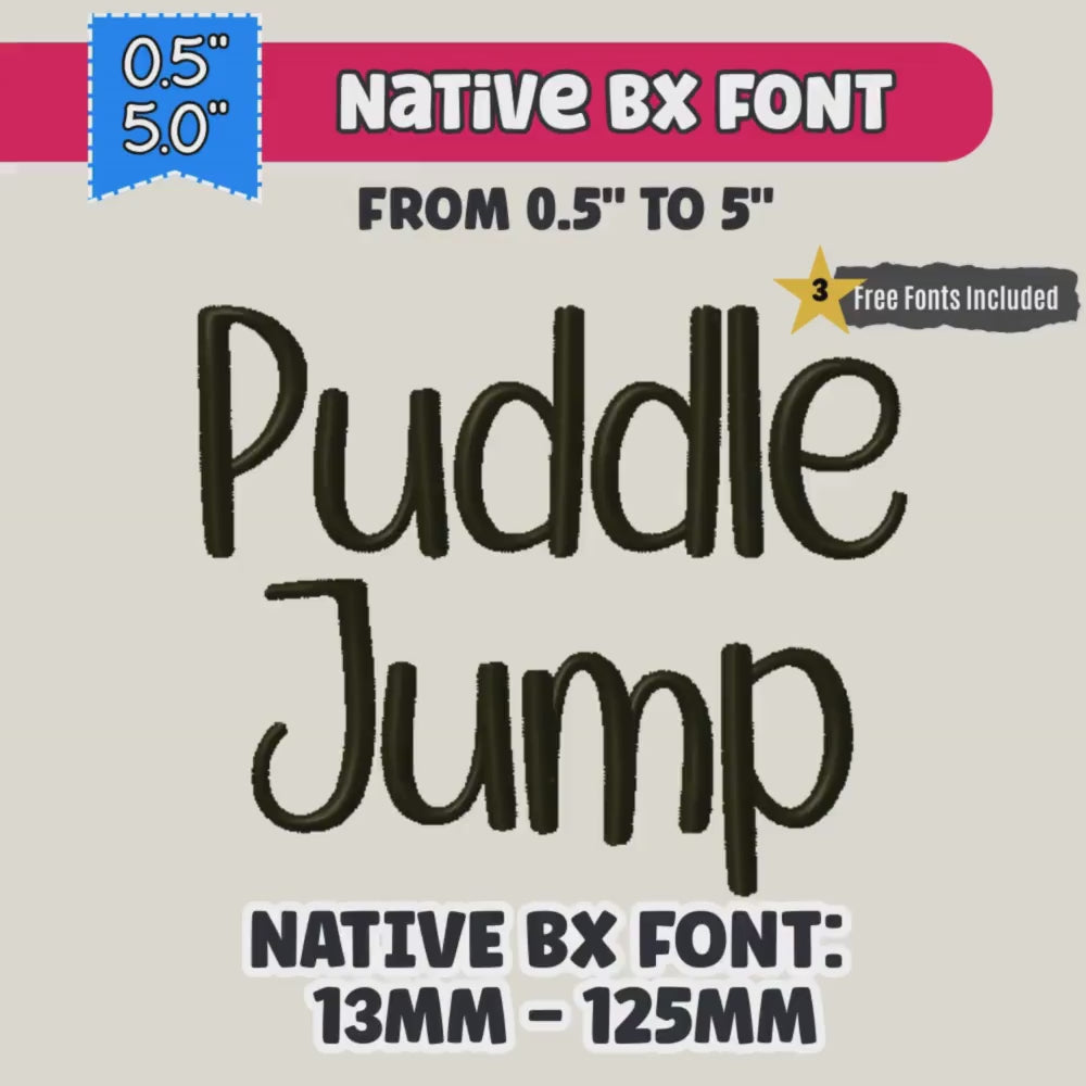 BX Embroidery Font' Puddle Jump Native Embrilliance BX 13-125mmUS