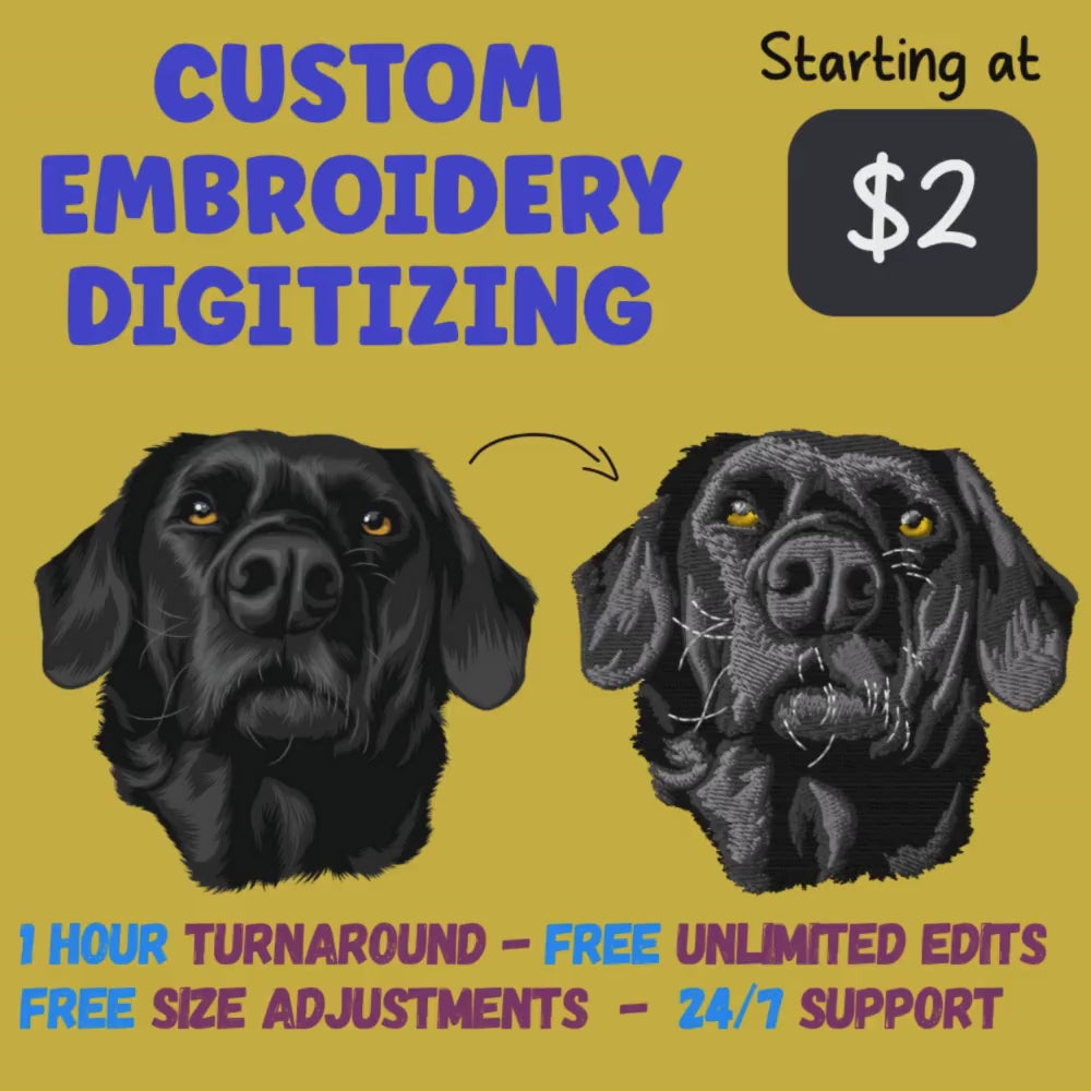 Custom Embroidery Digitizing, Logo & Patch, Multi-Format Fast PES