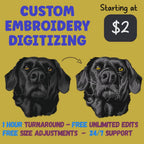 Custom Embroidery Digitizing, Logo & Patch, Multi-Format Fast PES