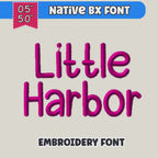 BX Embroidery Font, Tall Skinny Little Harbor Script Alphabet PES