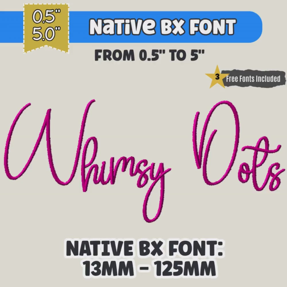 BX Embroidery Font - Whimsy Dots Native BX Embrilliance 13-125mm