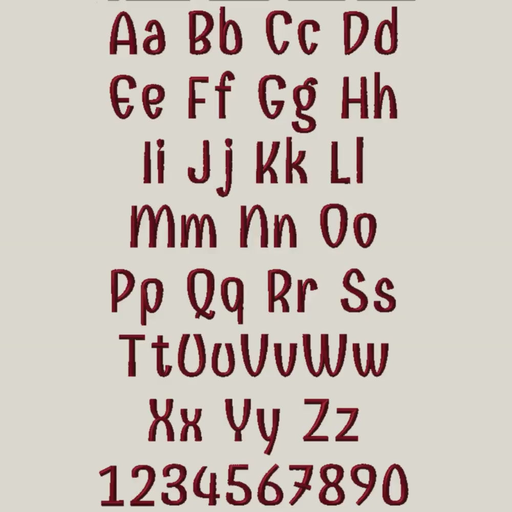 native BX font' Coastal Hug Embroidery Font, BX.5 13-125mm Stitch