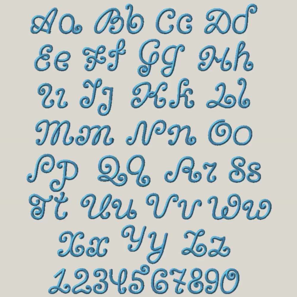 Native BX Embroidery Font, Coastal Hug Scalable 0.5-5.0in Alphabet