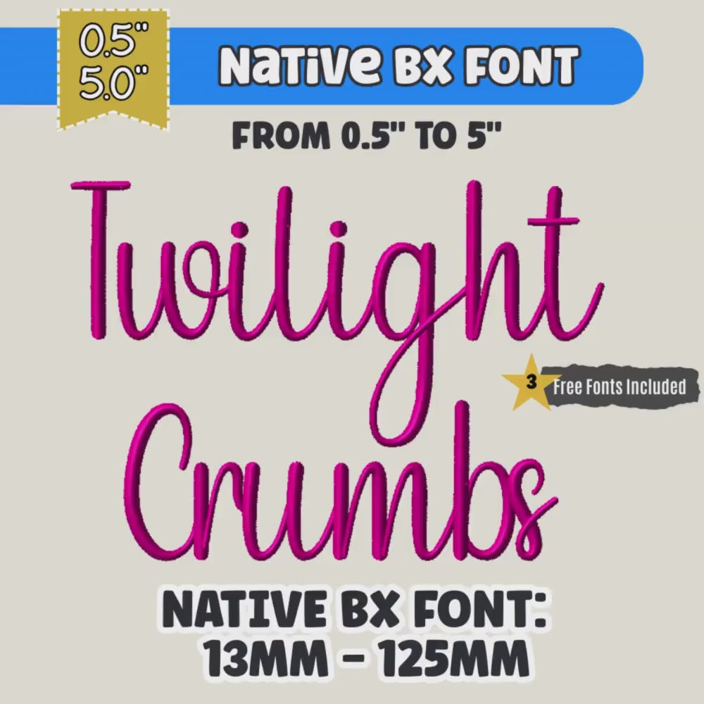 BX Embroidery Font, TwilightCrumbs Native BX Embrilliance 13-125mm