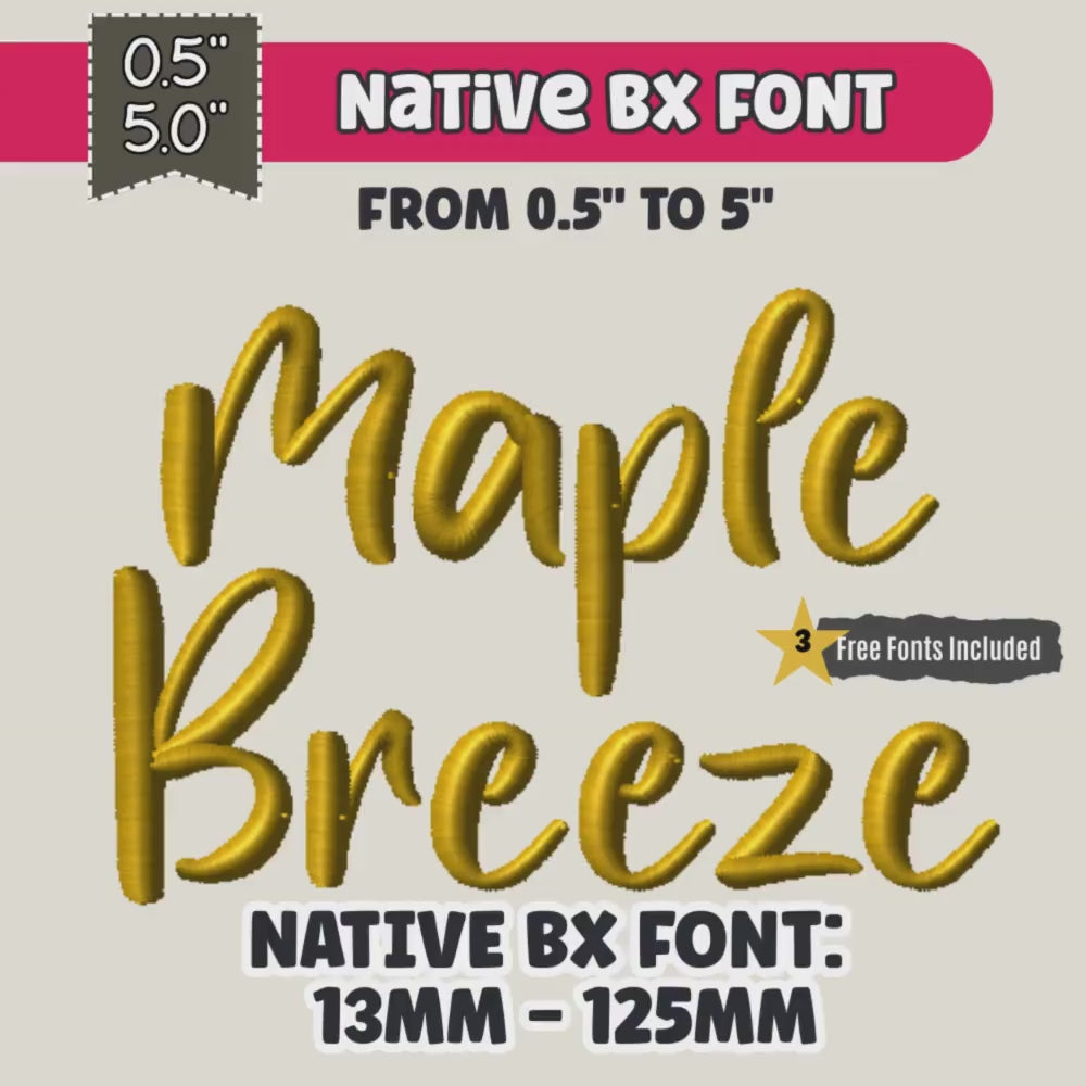 Bx Embroidery Font, Maple Breeze Native Embrilliance 13-125mm Pro