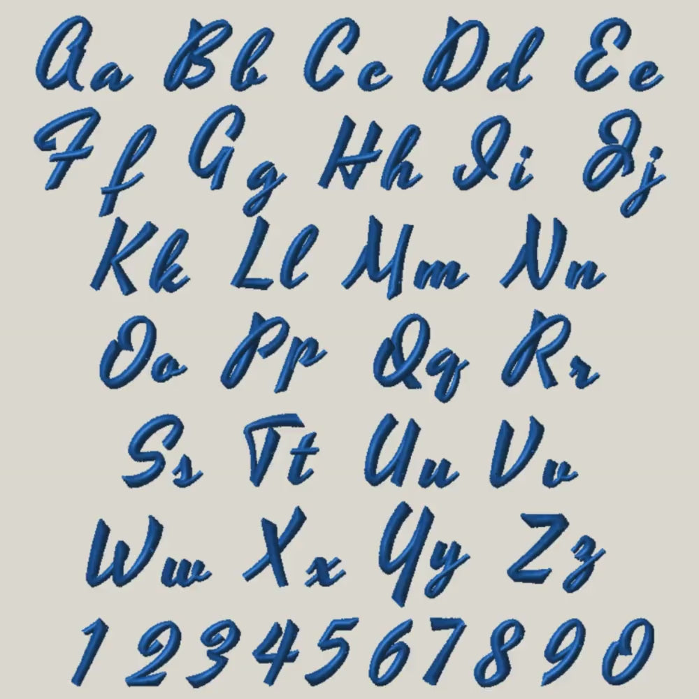Native BX Embroidery Font' Coastal Hug, 13mm-125mm, Upper & Lower.