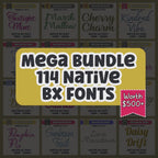 Native BX Font Bundle, 114 BX Embroidery Fonts, 13-125mm Scalable
